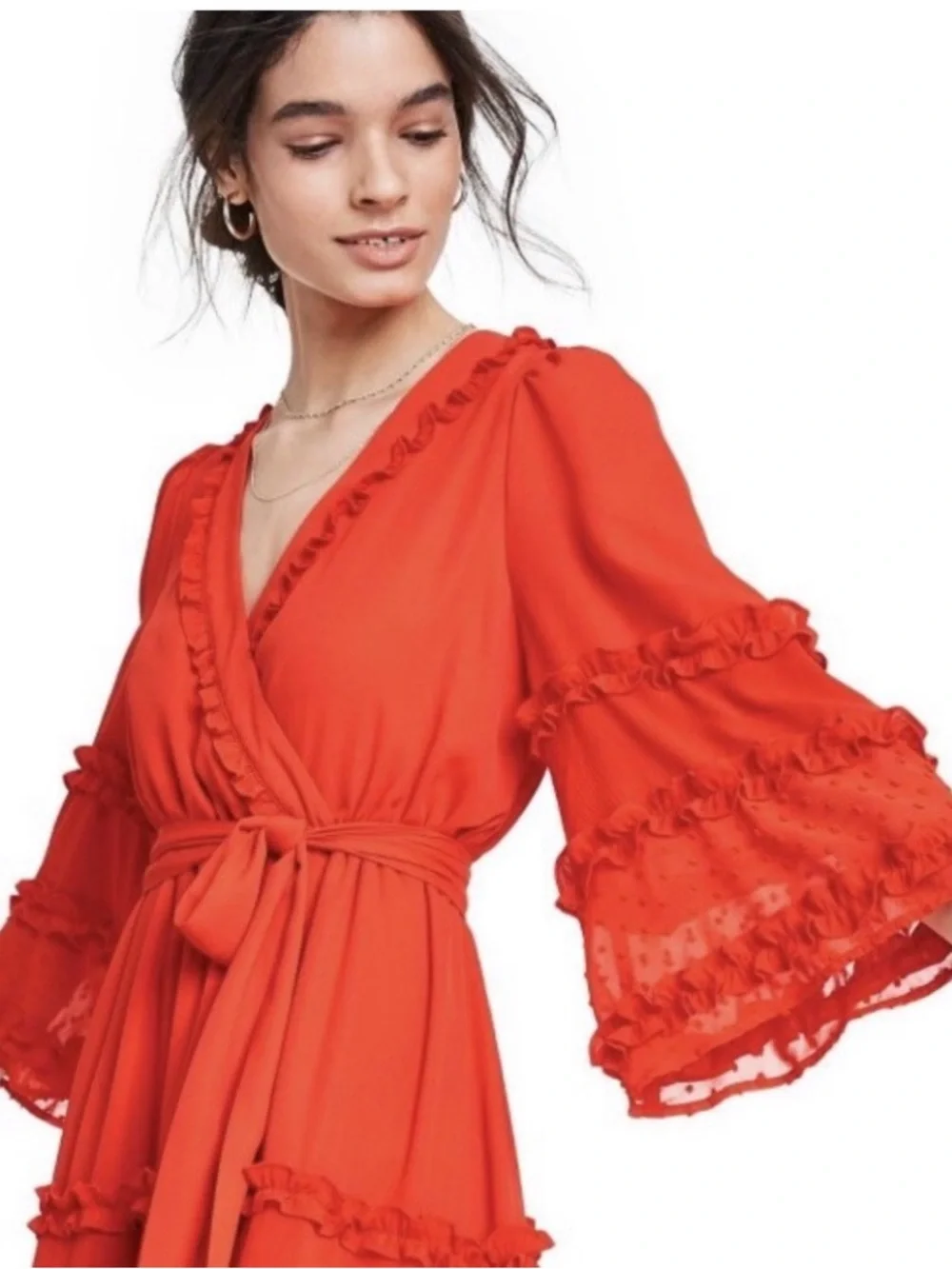 Alexis by target Red Ruffle Tiered Maxi Dress